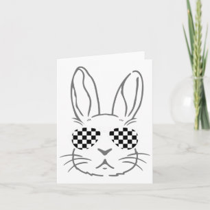 Bunny Ears Retro Zonnebrillen Funny Pasen Race Car Kaart