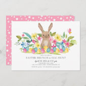 Bunny Easter Brunch & Egg Hunt Kaart (Voorkant / Achterkant)