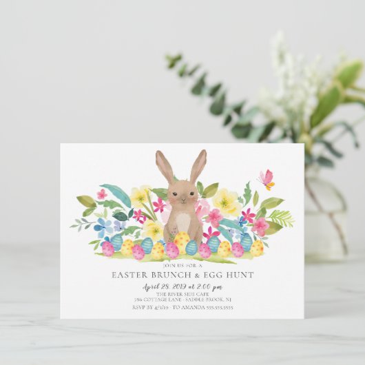 Bunny Easter Brunch & Egg Hunt Kaart (Staand voorkant)