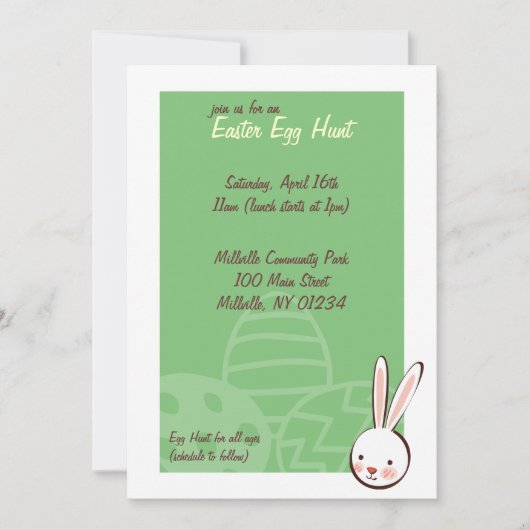 Bunny Easter Egg Hunt Invitaties Kaart (Voorkant)