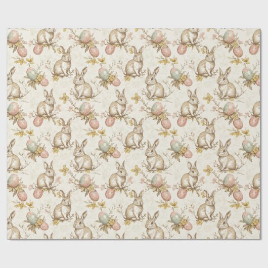  Bunny & Easter Eggs Pattern Cadeaupapier (Vlak)