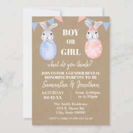 Bunny Easter Gender Reveal Boy of Girl Baby shower Kaart