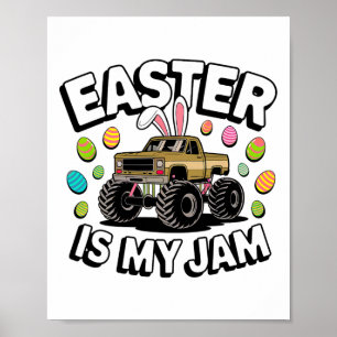 Bunny Easter is mijn jam truck paaseieren Kinder j Poster