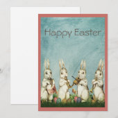  Bunny Easter Music Band Feestdagenkaart (Voorkant / Achterkant)