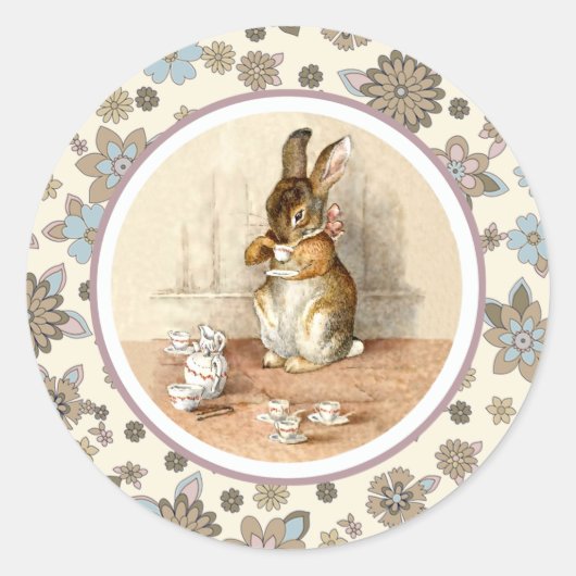  Bunny Easter Ronde Sticker (Voorkant)