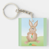 Bunny Eating Carrot Adorable Rabbit Sleutelhanger (Voorkant)