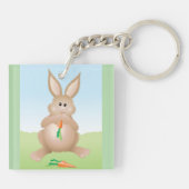 Bunny Eating Carrot Adorable Rabbit Sleutelhanger (Achterkant)