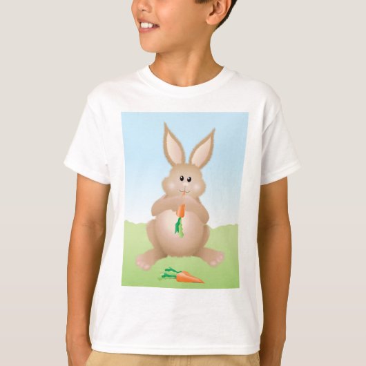 Bunny Eating Carrot Adorable Rabbit T-shirt (Voorkant)