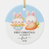 Bunny eerste kerstgezin van 4 keramisch ornament (Voorkant)