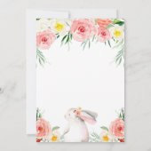 Bunny eerste verjaardag uitnodiging meisjes bloeme (Achterkant)