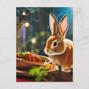 Bunny eet spaghetti briefkaart