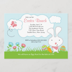 Bunny Egg Hunt Easter Brunch Partij Uitnodiging