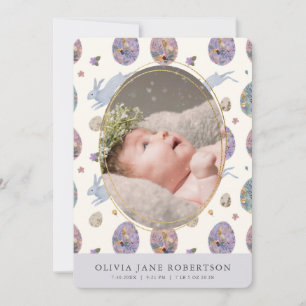 Bunny & Egg Meisje Foto Geboorte Aankondiging