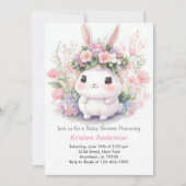 Bunny en Blooms Baby Meisje Douche Kaart (Voorkant)