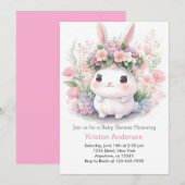 Bunny en Blooms Baby Meisje Douche Kaart (Voorkant / Achterkant)