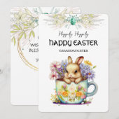 Bunny En Coupe Grand-fille Carte de vacances de Pâ (Devant / Derrière)