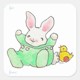 Bunny en Duck sticker label