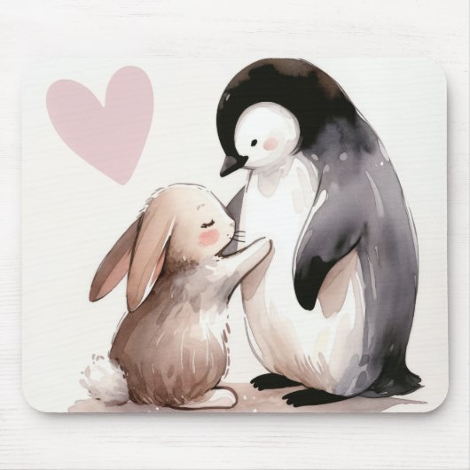Bunny en Penguin vriendschap Muismat (Voorkant)