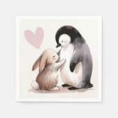 Bunny en Penguin vriendschap Servet (Voorkant)
