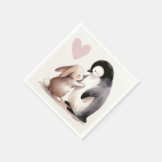 Bunny en Penguin vriendschap Servet (Hoek)