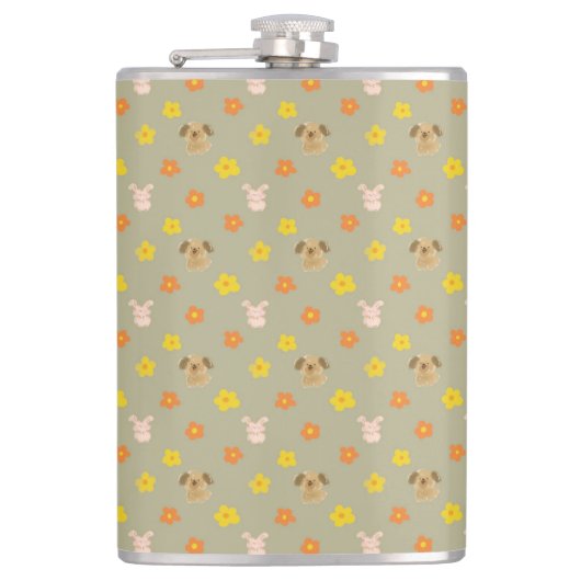 Bunny- en puppypatroon heupfles (Voorkant)