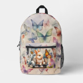 Bunny en vlinders aangepaste rugzak (Voorkant)