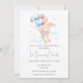 Bunny et ballons Boy Baby shower Invitation (Devant)