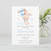 Bunny et ballons Boy Baby shower Invitation (Debout devant)