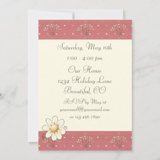 Bunny et fleurs Invitation d'anniversaire pour les (Dos)