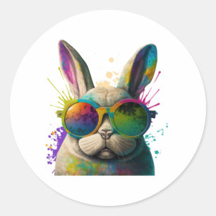 Bunny face Cool Easter Bunny met bril Ronde Sticker