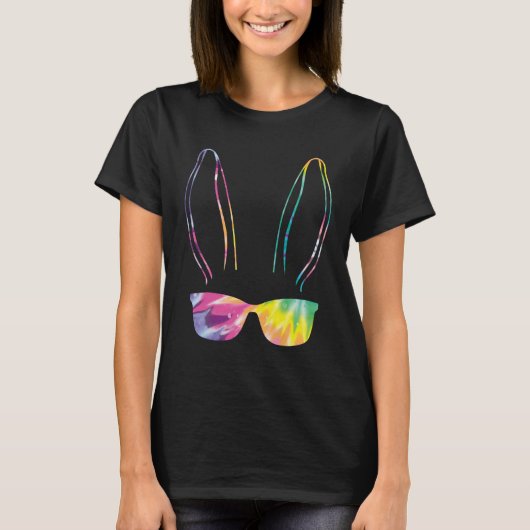 Bunny face Cool Easter Bunny with Glasses Easter   T-shirt (Voorkant)