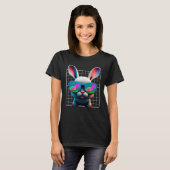 Bunny face Cool Easter Bunny with Glasses Easter   T-shirt (Voorkant volledig)