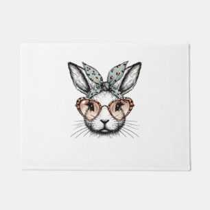 Bunny Face Easter Leopard Glasses Meisjes Vrouwen Deurmat