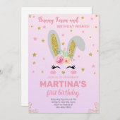 Bunny face girl uitnodiging, uitnodiging. kaart (Voorkant / Achterkant)