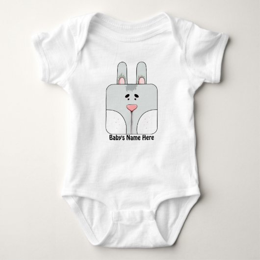 Bunny Face in Gray Personalized Romper (Voorkant)