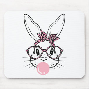 Bunny Face Leopard Gles Bubblegum Paasdag Meisje Muismat