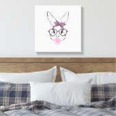 Bunny Face Luipaard Bril Bubble Gum Pasen Dag G Canvas Afdruk (Insitu (Slaapkamer))