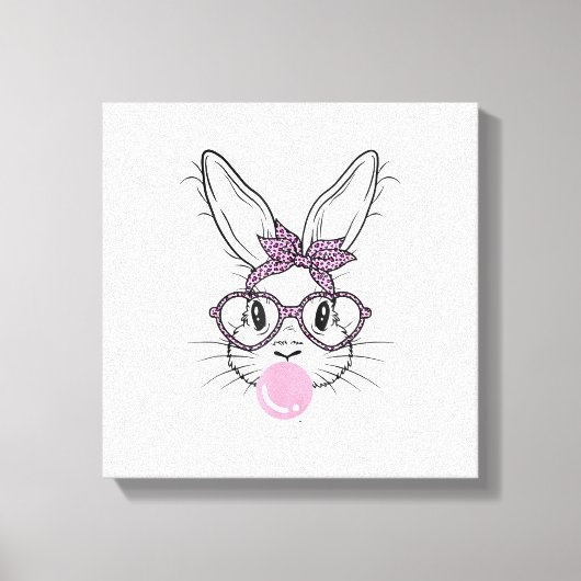 Bunny Face Luipaard Bril Bubble Gum Pasen Dag G Canvas Afdruk (Voorkant)