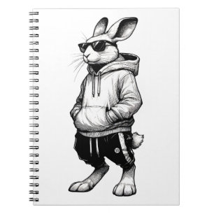 Bunny Face met een zonnebril, een gelukkige paasda Notitieboek