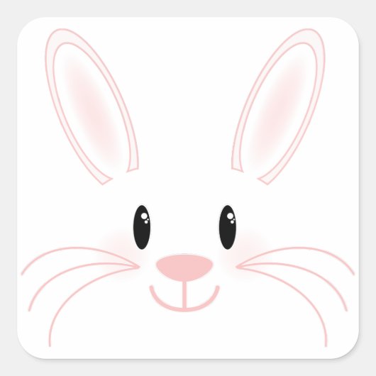 Bunny Face Vierkante Sticker (Voorkant)