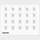 Bunny Face Wink Eyes Bandana Heart Gles Bubblegum Ronde Sticker (Vel)