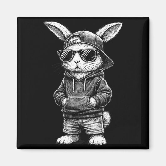 Bunny Face With Sungles Funny Easter Day For Boys Magneet (Voorkant)