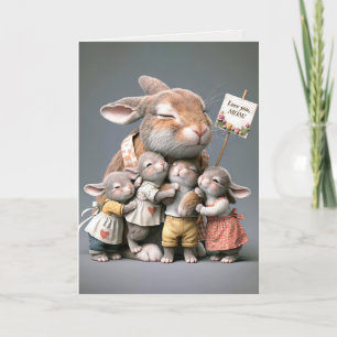 Bunny familie voor mama's verjaardag kaart