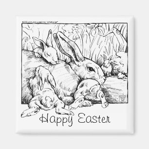 Bunny Family Happy Pasen Magnet Magneet