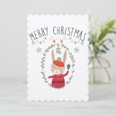 Bunny Family Kerstmis Scandinavian Card Kaart (Staand voorkant)