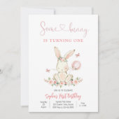 Bunny First Birthday Invitation Kaart (Voorkant)