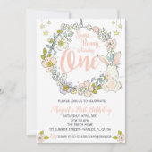 Bunny First Birthday Invitation Kaart (Voorkant)