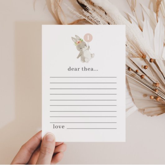 Bunny First Birthday Time Capsule Note Kaart