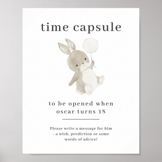 Bunny First Birthday Time Capsule Poster (Voorkant)