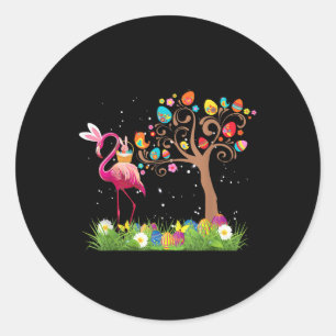Bunny Flamingo Easter 2021   Cute Flamingo Lovers Ronde Sticker